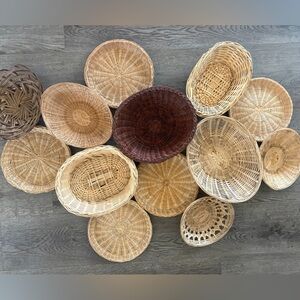Boho Basket Wall Set of 13 Assorted Wicker Oval Rattan Gallery